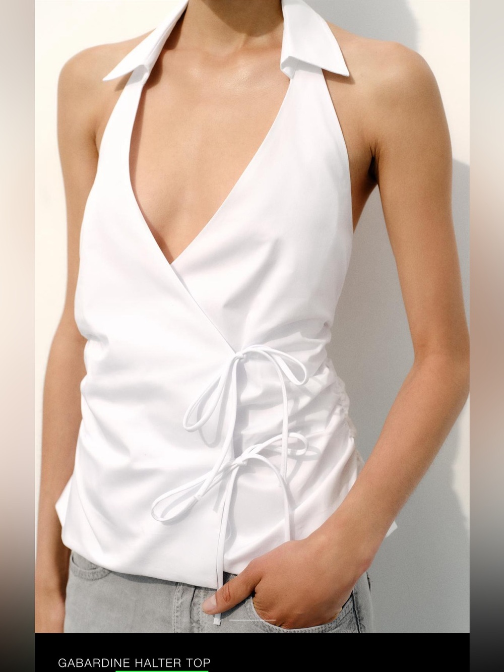Zara gabardine halter top with ties - Picture 4 of 5